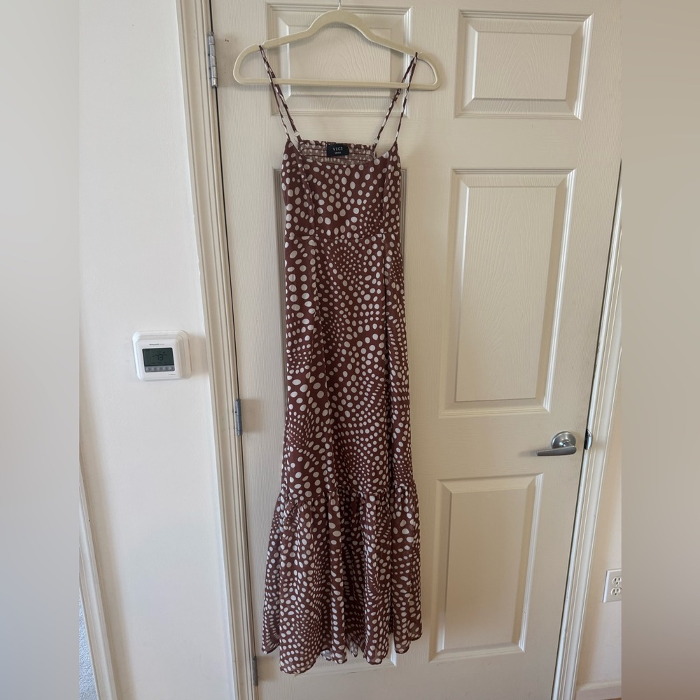 Vici Brown and White Maxi Dress